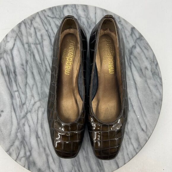 Magdesians California Heels Womens 5.5 Bronze Croc Embossed Closed Toe Career - Picture 6 of 11